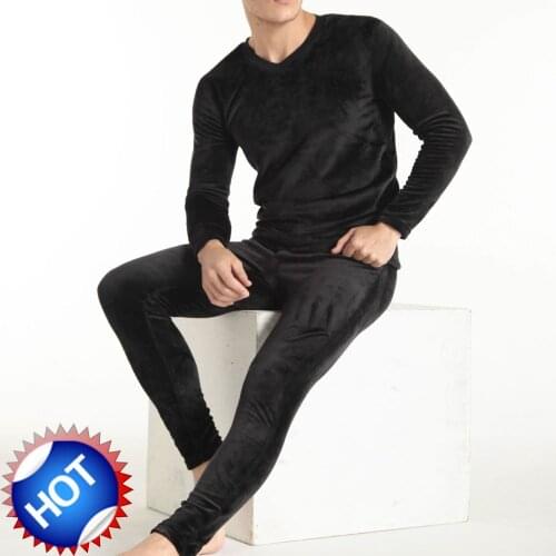Mens Thickening and wool warm suit underwear double side velvet underpants long Johns Men trousers of winter legging tight