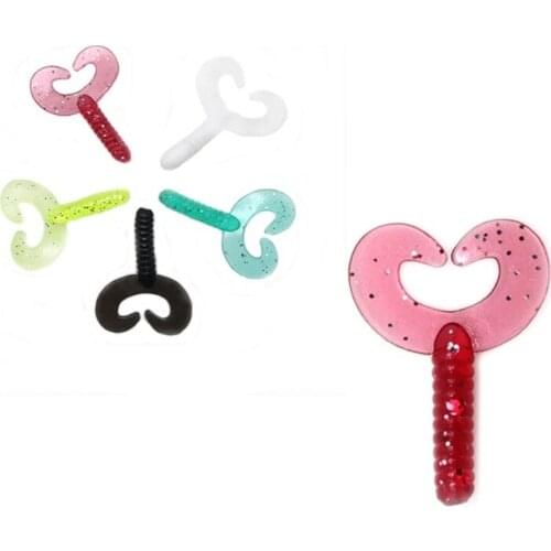 50pcs/lot soft single color double tail Fishing Lure 3.5cm/0.8g Silica gel Two Tails Grubs worm Wobblers Swimbait Silicone baits