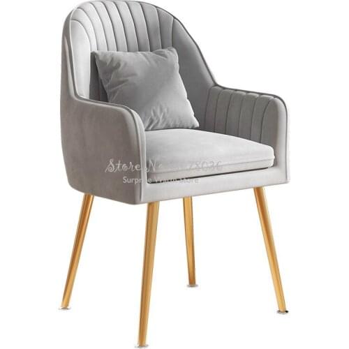 Soft Makeup Chair Light Luxury Chair Backrest Home Bedroom Wrought Iron Small Dressing Chair Dining Chair