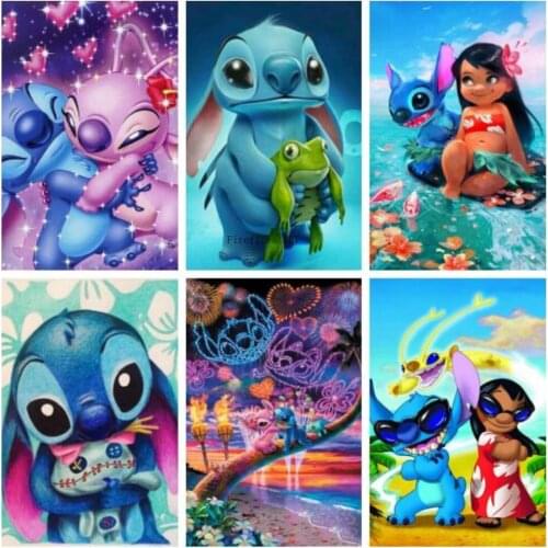 Disney Stitch Full Round/Square Diamond Painting Cartoon Pattern Mosaic Diamond Embroidery Cross Stitch Kits Wall Art Home Decor