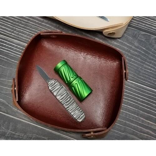 A117 EDC desktop storage tray leather multi-function storage bag vegetable tanned leather leather tool tray leather goods
