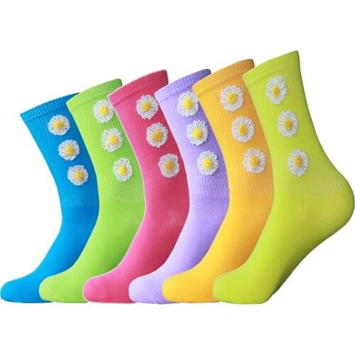 Flower Sweet Girls Woman Socks Unique Personality Street Fashion Kawaii Cotton Socks Skateboard Female Crew Sox