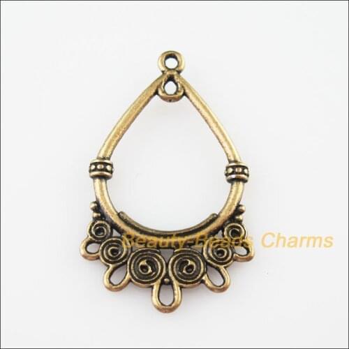 New 15Pcs Antiqued Bronze Color Teardrop Flower Charms Pendants Connectors 23x37.5mm