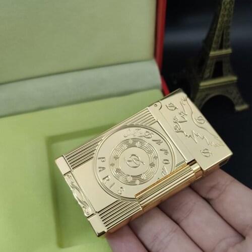 100% new vintage dupont gas lighter gas cigarette lighter polished jet gasoline flint lighter metal gas lighter