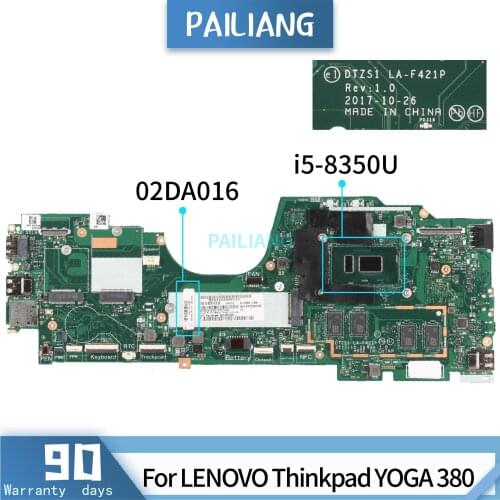 PAILIANG Laptop motherboard For LENOVO Thinkpad YOGA 380 Mainboard SR3L9 i5-8350U 02DA016 LA-F421P TESTED With 8G RAM DDR3