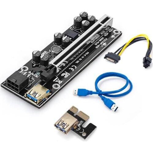 PCI-E Pcie Riser 009S PLUS Profesional Express 1X4X8X16X Extender USB Riser 009 GPU 6Pin Card SATA 15Pin for BTC Miner