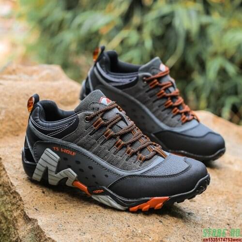2021 Outdoor Genuine Leather Trekking Shoes Couple Hiking Shoes Men Waterproof Non Slip Protect Toe Lovers Camping Shoes Men