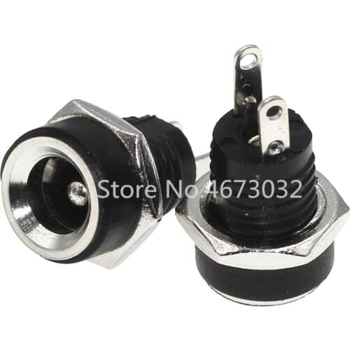 100pcs DC-022B All-CopperMaterial 5.5*2.1 DC Power Supply Jack Socket Female Panel Mount Connector 5.5mm 2.5mm Waterproof Cap
