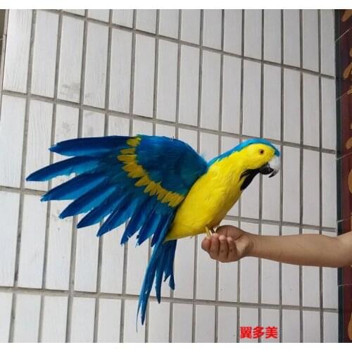 Cute simulation blue&yellow parrot toy plastic&furs Macaw bird doll gift about 60x40cm 1265