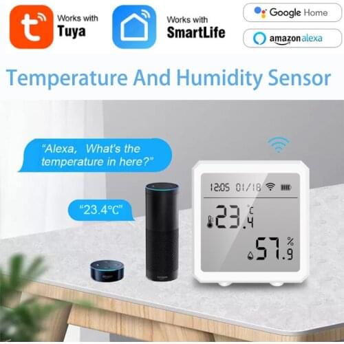 WiFi Temperature And Humidity Smart Sensor Ultra-low Power Consumption Alarm Push Support Alexa Google Home Smart Life/Tuya APP