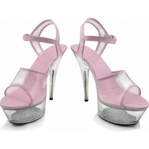 Crystal The Bride Wedding Shoes Classic Ladys Stage Shoes Clear 5 Inch Fashion 15cm Sexy Ultra High Heels Performance Shoes