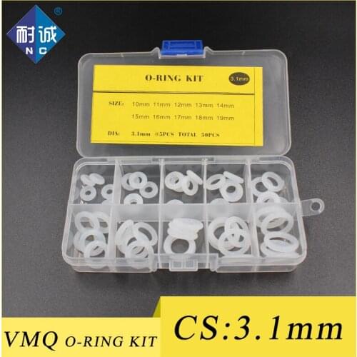 Thickness 3.1mm Silicon Ring Silicone/VMQ O Ring Seal Rubber Sealing O-ring Washer set O Ring Assortment Kit Box