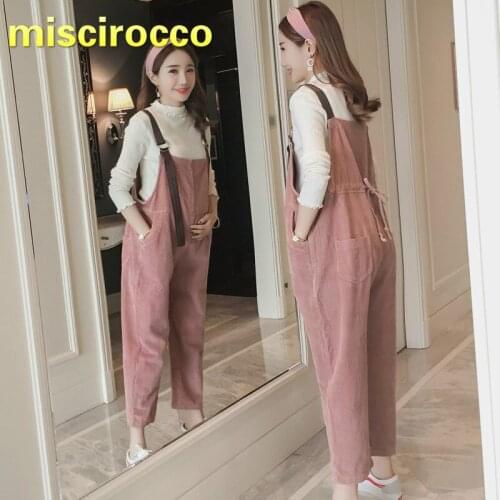 Corduroy pregnant women Wide-legged pants overalls Add wool in autumn and winter Big yards trousers