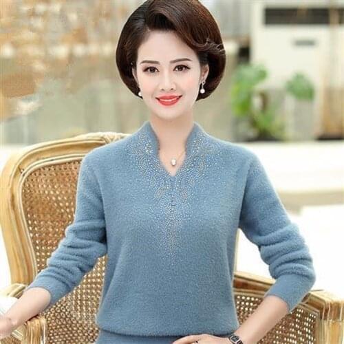 Spring And Autumn Wear Mink Wool Sweater Womens Foreign Style Wearing 2020 New Middle-aged And Elderly Undershirt Sweater