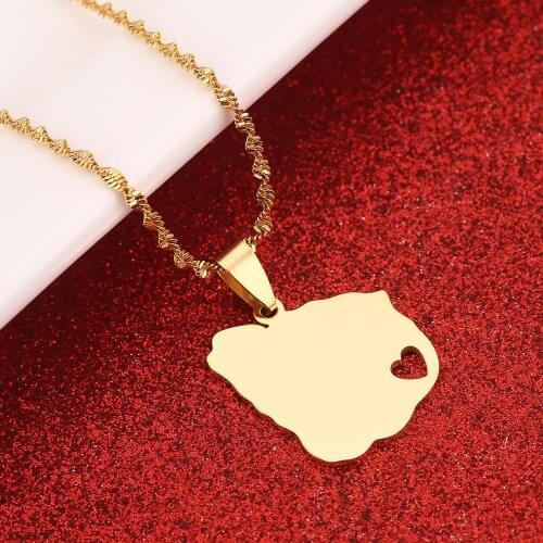 Stainless Steel Uruguay Map Pendant Necklaces Trendy Uruguayan Maps Heart Jewelry
