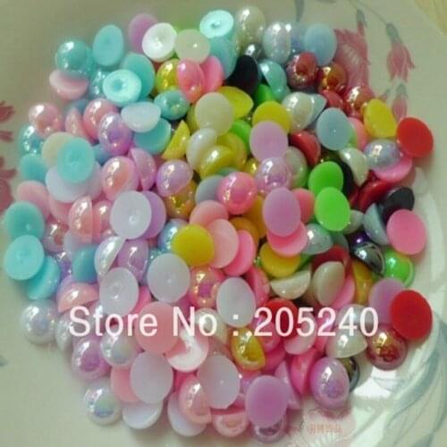 Jewelry Materials For DIY Decoration 6mm Mixed 3000pcs Colorful Flat Back Half AB Pearls