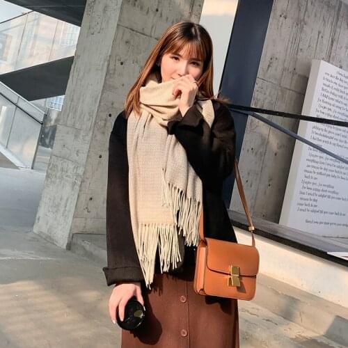 Women Warm Pashmina Soft Shawls Scarf Tassels Cape Imitation Cashmere Echarpes Mantilla Oversize Mujer Bufanda Poncho Tippet