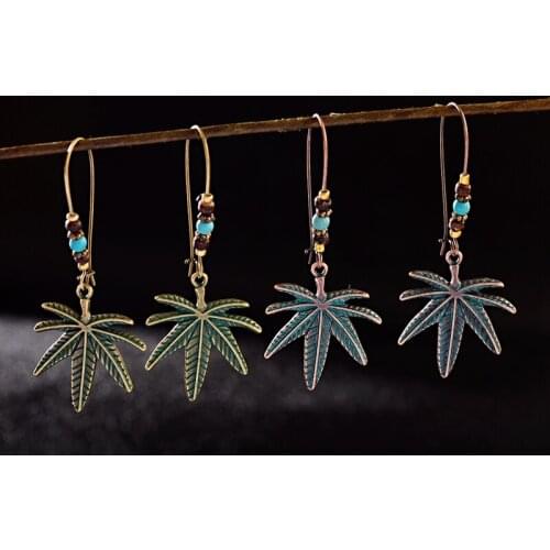 2020 Women Tree Leaves Dangle Earrings Summer Fashion Jewelry Wholesale Gypsy Ladies Brincos Boho Jewelry