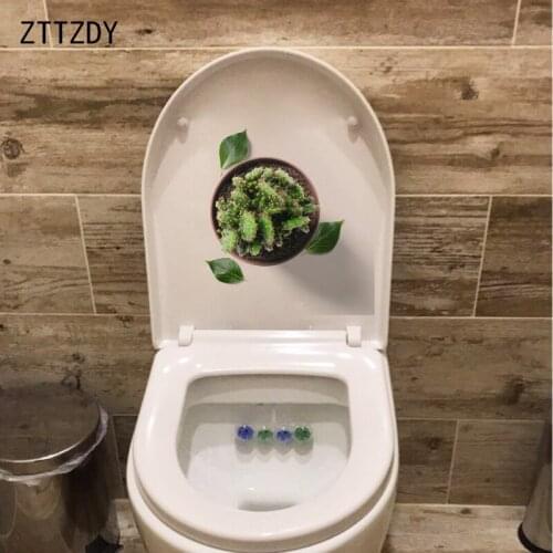 ZTTZDY 22.3*24.5CM Fresh Succulent Potted Plants Toilet Seat Stickers Home Wall Decor Decal T2-0546