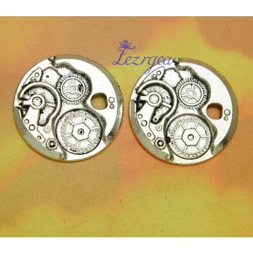 10pcs/lot--25mm, Antique silver plated/bronze plated Steampunk Watches Clock Gears Charms,DIY supplies,Jewelry accessories
