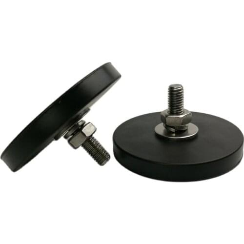 4pcs D66mm super powerful neodymium magnet pot with rubber coated workinglight fixture camera magnetic base with thread M8X25mm