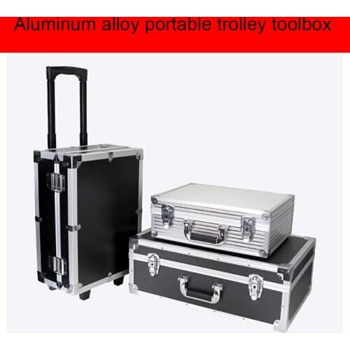 Large trolley box toolbox aluminum alloy portable case display household storage box hardware equipment instrument box