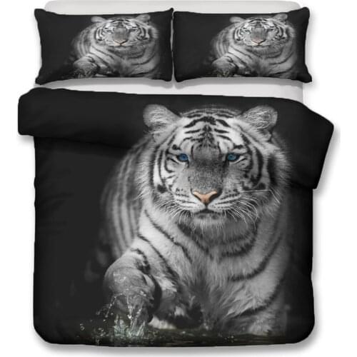 Black White Tiger 3D Duvet Cover Wild Animal Beast Bedding Microfiber Bedspread Single Double Boys Home Bed Pillow Sets