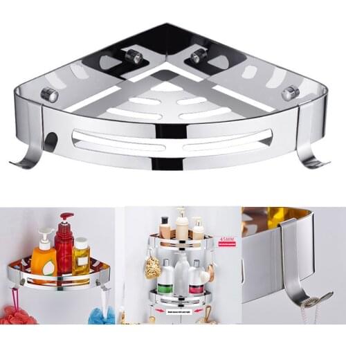Hot Stainless Steel Kitchen Storage Rack Shower Shelf No Drilling Shampoo Conditioner Holder Storage Up To 10Kg Bathroom Home