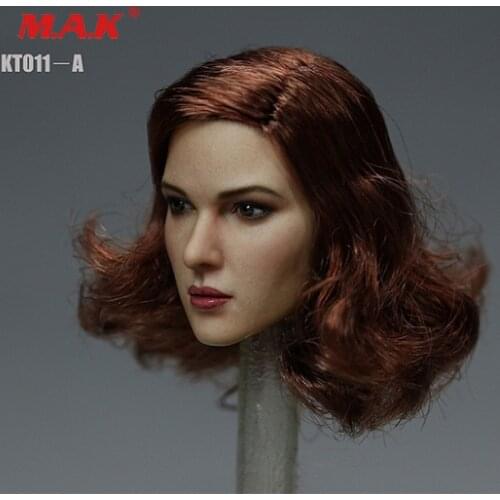 KM toys 1:6 European long curly hair female girl head carved sculpt model KT011 A B C for 12'' PH S07 pale body action figures