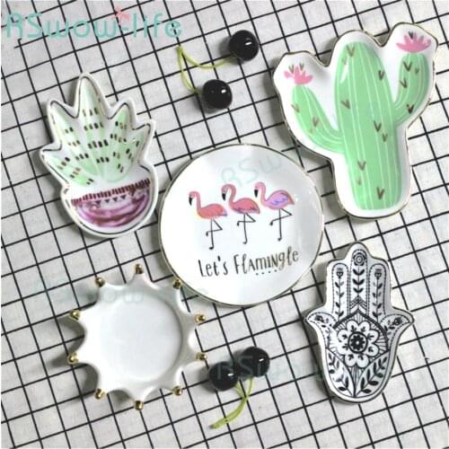 Creative Mini Plate Cactus Crown Ceramic Plate Small Snack Saucer Disk Jewelry Receiving Plate Dishes For Kitchen Supplies