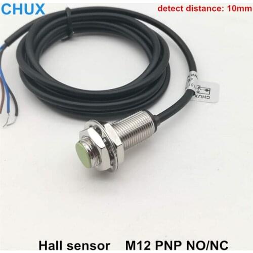 M12 PNP Magnetic Switch Hall Sensor NO/NC 3 wires SM12-31010PA/PB With Magnet Distance 10mm Proximity Switch