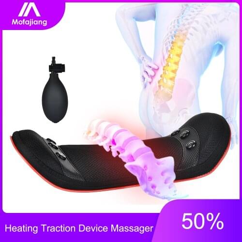 Electric Heating Vibration Lumbar Traction Massager for Back Relieve 45 55 65°C Spine Belt Support Stretcher Adjustable Massage