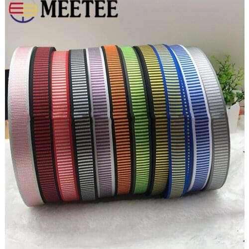 Meetee 10Meters 15/20mm Nylon Webbing Ribbon Stripe Web Strap Ribbon DIY Luggage Fixing Strap Clothing Decor Lace Webbing
