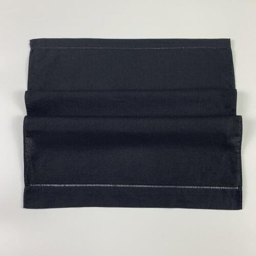 Fashion Guest Towels with Embroidered Border Black Color Linen Hand Towel 14"x21"