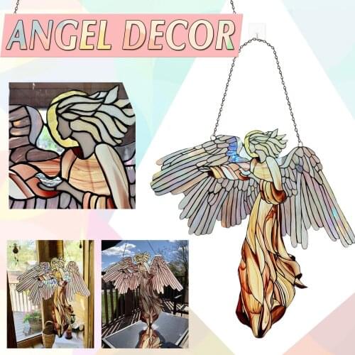 Angel Wind Chime Wall Hanging Home Decoration Angel With Do Ve Stained Glass Elegant Angel Wind Chimes Ornament Outdoor Garden
