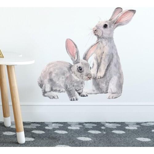 Two bunny wall stickers wallpaper, childrens room decoration, wall decoration, wall stickers, wallpaper, home decoration