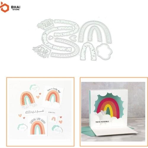 2021 New Rainbow Metal Cutting Dies Stencil Scrapbooking DIY Album Stamp Paper Card Embossing Decor Craft