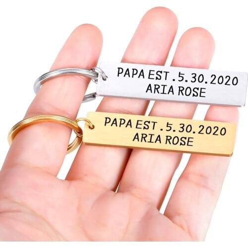 Fathers Day Birthday Gifts Keychain Personalized Name Date Keyring for Dad Stepdad Dad Men Father Keychain Gift