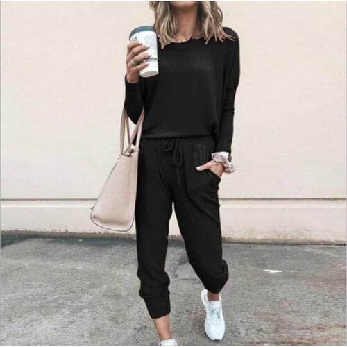 Casual Womens Pants Set Long Sleeve T Shirt+Harem Pants Suit Female Loose 2 Piece Outfits Women Two Piece Sets Tracksuit