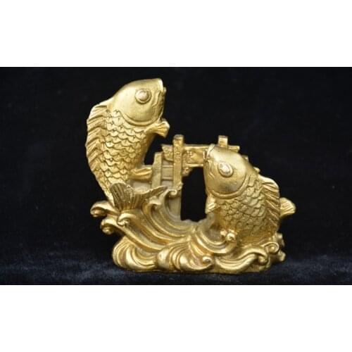 [Promotion, loss of money, earning reputation] Rare OLD copper Squid jumping dragon gate statue
