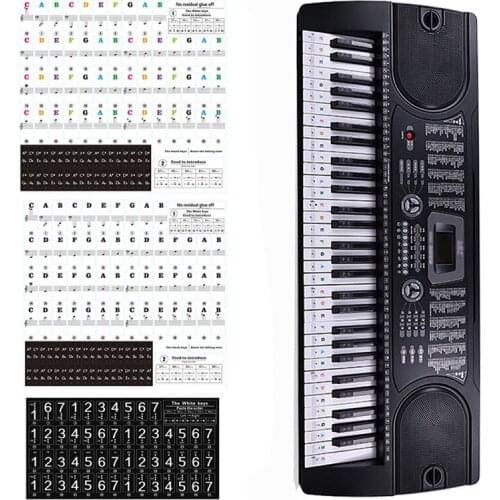 Transparent Piano Keyboard Sticker 37/49/54/61/88 Key Electronic Keyboard Piano Sticker 88 Key Piano Stave Note Sticker for Keys