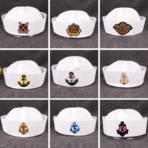 White navy cap european american stage prop adult children trendy uniform captain sailor cap SL-06