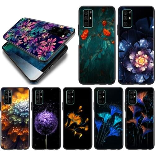 Beautiful Flower Art Silicone Cover For Huawei Honor 10i 10 9C 9A RU 9X 9N 9S 9 Pro Lite Play 3E V9 Black Phone Case