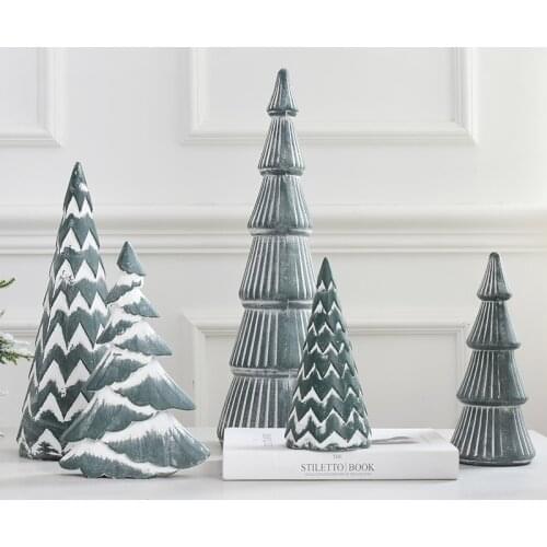 Nordic Morandi Gray Green Mini Christmas Tree Desktop Decoration Christmas Scene Decoration