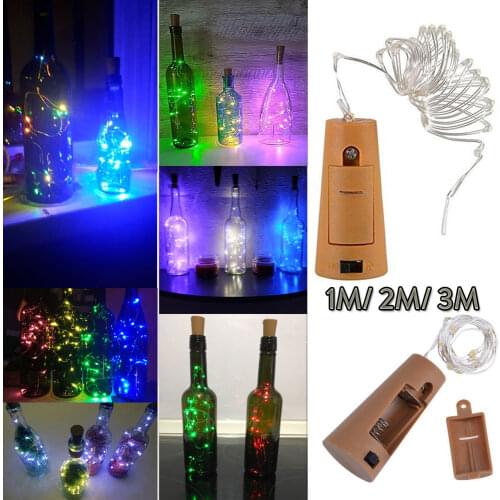 1M 2M 3M 10 20 30LEDs Silver Wire Fairy Garland Bottle Stopper For Glass Craft LED string lights Christmas Holiday Decoration