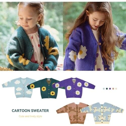 Girls Sweater Autumn And Winter New Cardigan Cardigan Childrens Cardigan Knitted Sweater Womens Jeans Childrens Clothing