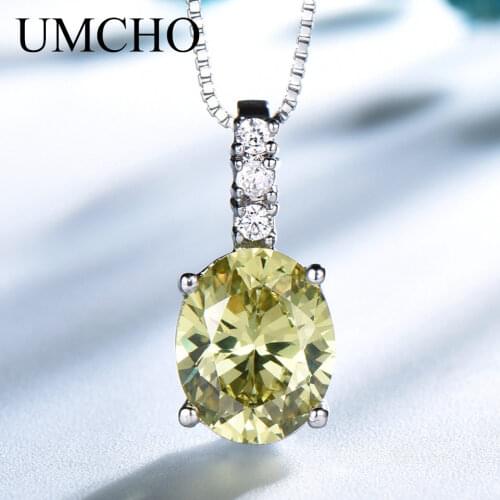 UMCHO Luxury Vintage Oval Apple Green Zircon Pendant Necklaces for Women Brand Fine Wedding Party Jewelry jewelry Wholesale