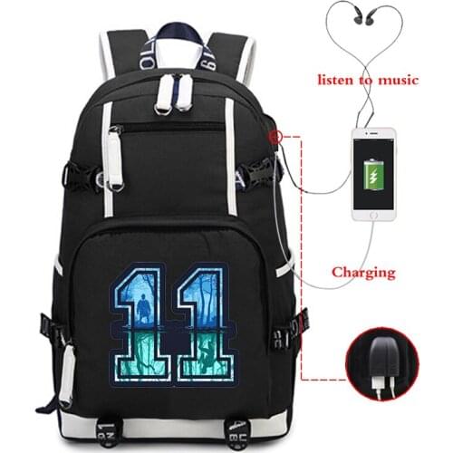 Stranger Things Large Capacity Bagpack Luminous Backpack Backpacks Unisex School Bags Travel Bag College Bookbag USB Charging