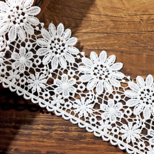 2 Yards Floral White Lace Ribbon Lace Trims 7.9cm Width Embroidered Patches For Home Textile Sewing Decoration Lace Fabrics DIY