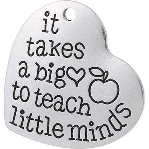 Yamily 6pcs-- Antique silver tone it takes a big to teach little minds Charm pendant for Bracelet Necklace Jewlery Making